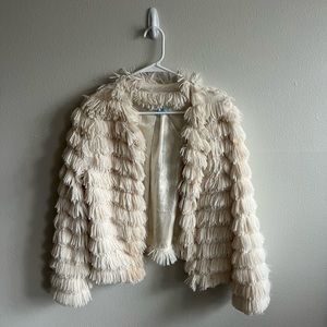 She + Sky furry light cream jacket